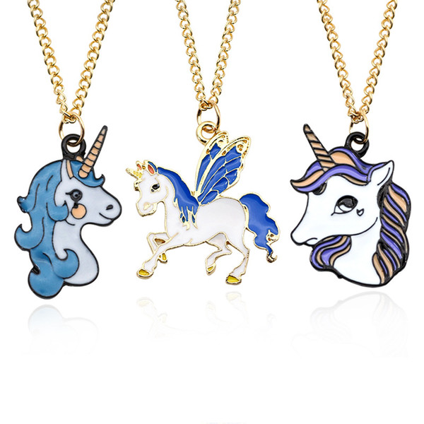 HORSE Necklace For Girls Children Kids Enamel Cartoon Horse jewelry accessories Women Animal Necklace Pendant Unicorn Party