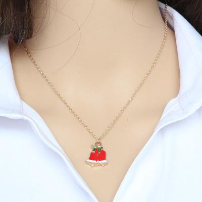 Christmas Necklace 5 Style Enamel Jewelry Xmas Tree Snowman Santa Pendant Necklace Women Girl Gift Gold Chain New Year Xmas Gift