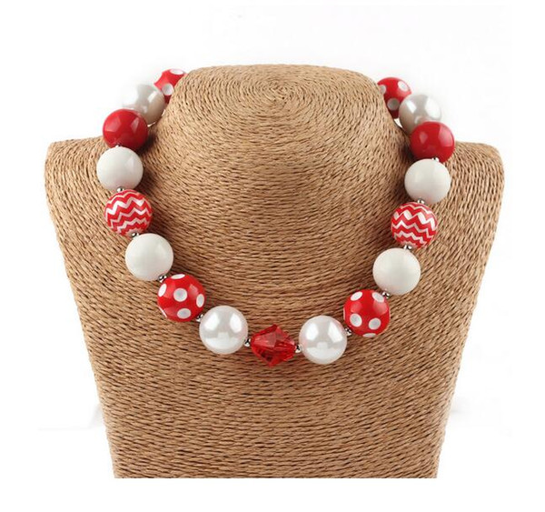 New arrival wholesale 8pcs/lot Halloween chunky beads necklace,bubblegum necklace,white red ,red polka dot Children necklace