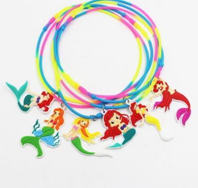 New Mixed PVC Mermaid Princess Rainbow Silicone Necklace Children's Gifts