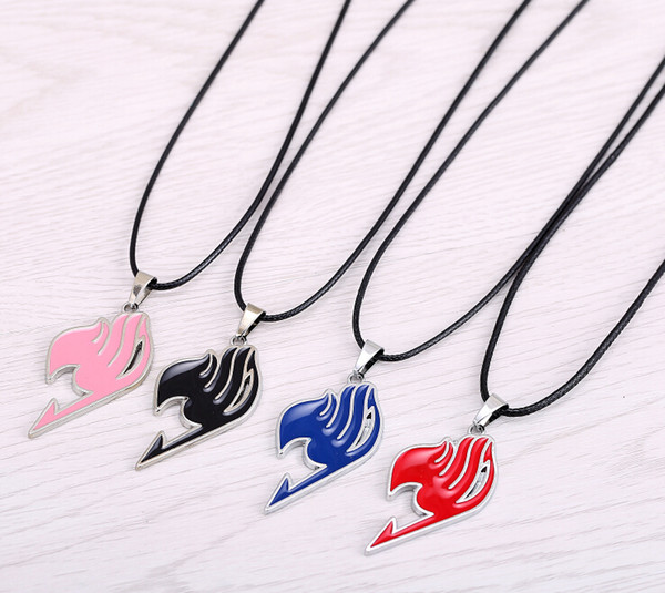 Fairy Tail Necklace Guild Logo Tattoo Pendant Anime Fashion Jewelry Leather Rope For Men And Women Wholesale Pendant Necklaces