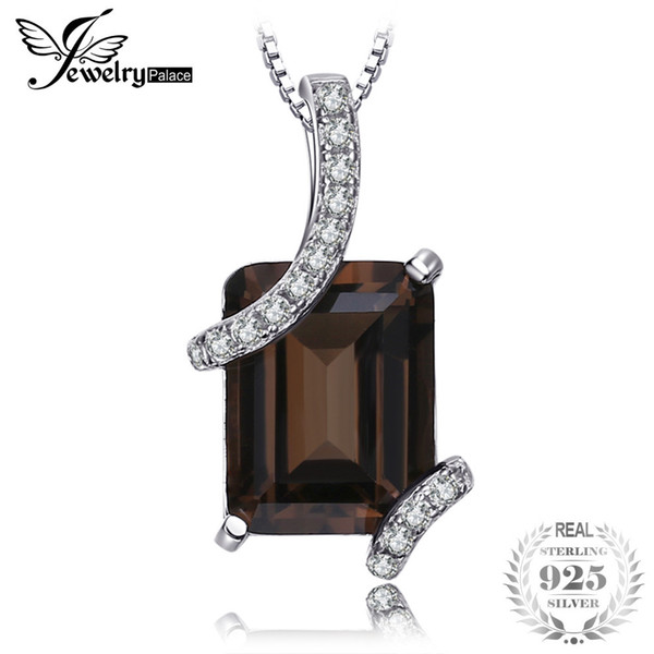 Jewelrypalace Graceful 2.2ct Genuine Emeralds Cut Smoky Quartz Pendant 925 Sterling Silver Not Includ Chain New Gift For Mother S18101308