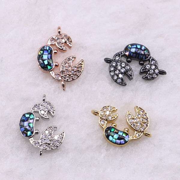 10 Pieces Cute Tiny Crab Pendant Connector Beads Pave Crystal Stone Pendants for Women Jewelry Making Bracelet Necklace Finding