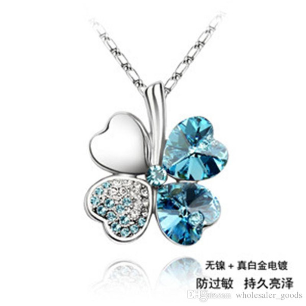 Hot Crystal Love Heart Pendant Chain Fashion Family Xmas Gifts Necklace For Children Silver Crystal Necklaces Heart Jewelry