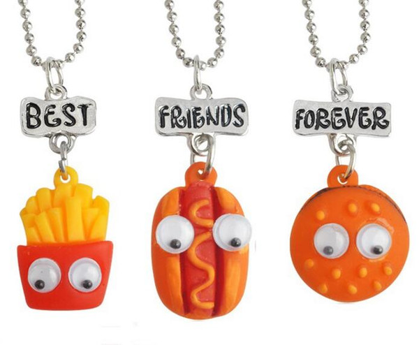 Best Friends Pendant Necklaces Cute Children Jewelry BFF unicorn necklace Simulation Resin Cartoon Necklaces Dessert Series