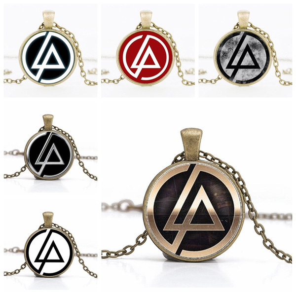 Charm Necklaces 25mm pure colours 6 styles Linkin park sign Rock Band Pendant Necklace Fashion DIY Jewelry best gifts for kids Wholesale