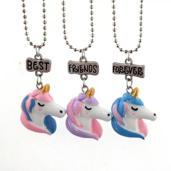 Hot sales Best Friends Forever Unicorn Necklace Unicorn Figure Pendants with Stainless Steel Chain Fashion Jewelr