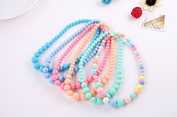 Hign quality! 45G/Pcs! Children Necklace with colorful beads pendant, simple style, very cute for child, free shipping