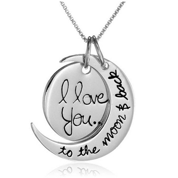 2015 I love you to the moon and back necklace round two pieces pendant moon necklace Christmas Gift Chain 2MM 18inch sun and moon necklace F