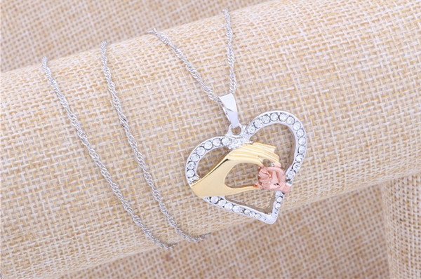 2016 Rhinestone 925 sterling silver heart necklace pendant chain austrian crystal fashion jewelry valentine day gifts for women