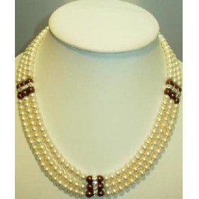 free shipping GENUINE 3 ROW SOUTH SEA WHITE CHOCOLATE PEARL NECKLACE 17