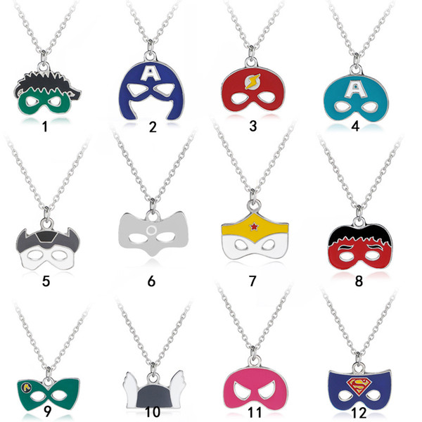 New Children's Halloween Cartoon Mask Pendant Necklaces Boy Girls domino Charm Link chain Necklace For Kid Fashion Christmas Jewelry Gift