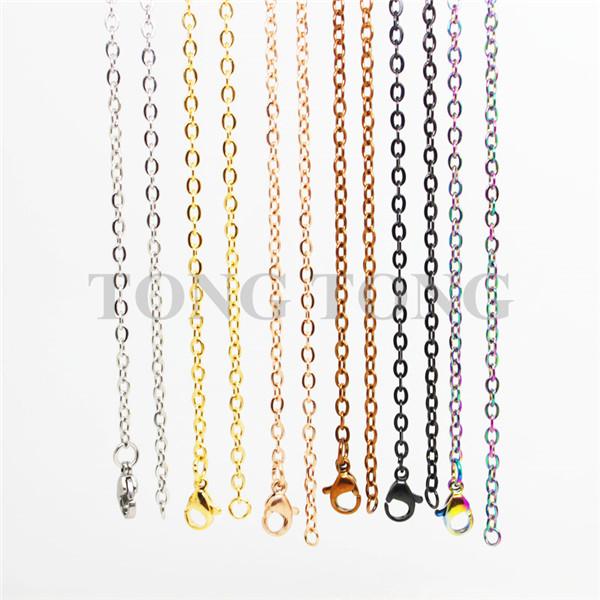 20'' (50cm) High Quality Silver/Gold/Rose/Black etc. 316L Stainless Steel O-Shaped Chain Floating Charm Locket Necklace