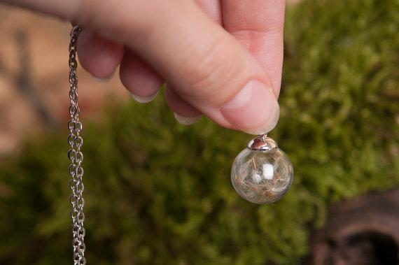 16MM Glass Vial Dandelion Necklace ,Dandelion Seed Necklace