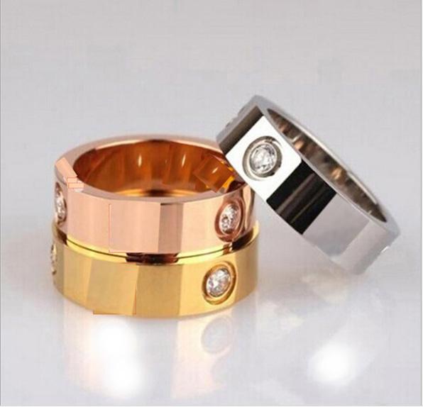 Brands Titanium steel rose gold love ring silver lover ring screwdriver wedding jewelry birthday present For Women men rings