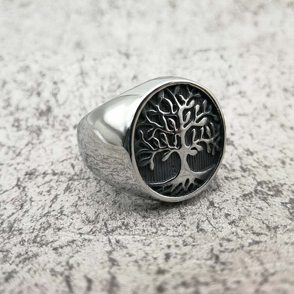 Wholesale High Polished 316L Stainless Steel Great Tree Of Life Ring