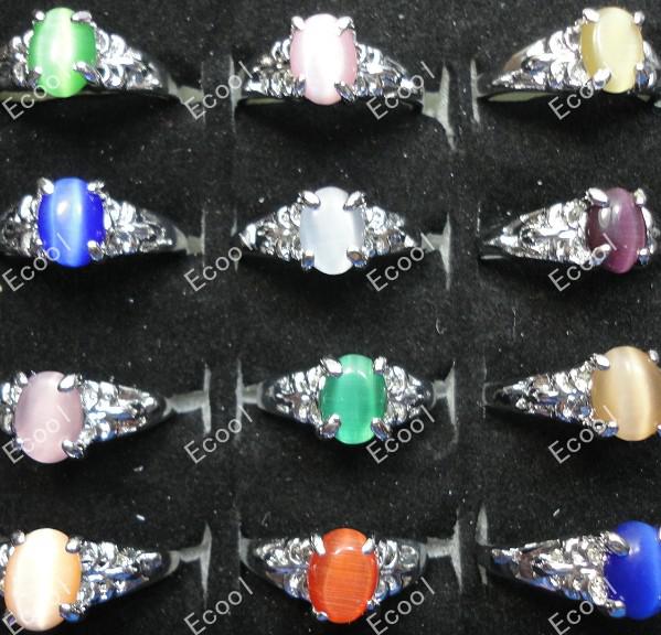 Fashion Multicolored Opals Silver Plated Rings For Women Wholesale Jewelry Bulk Packs Lots Free Shipping LR008