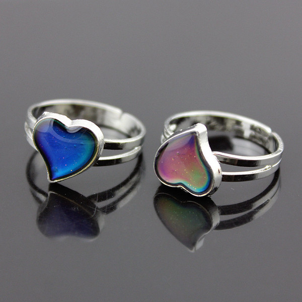 Heart Ring Open Adjustable Temperature Changing Color Mood Ring Ring Fashion Jewelry for Women Kids Drop Shipping