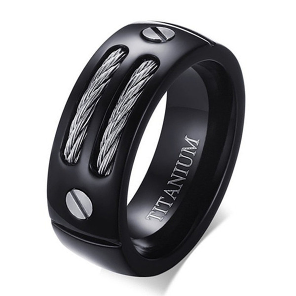 Simple Punk Style Jewelry Steel Cable & Screw Design Stainless Steel Ring