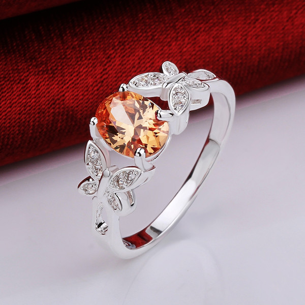 New Jewelry Rings Red Orange 925 sterling silver #7 #8 r648 gift New styles