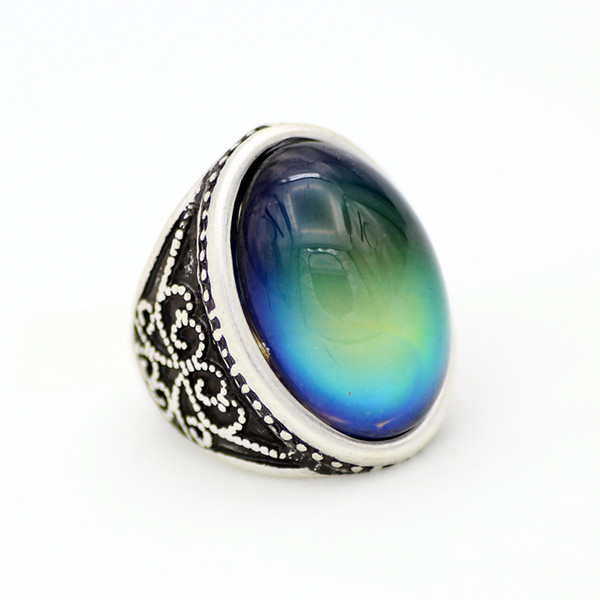 Fastory Sale Awesome Color Change Ring Emotion Feeling Real Antique Silver Plated Mood Ring Jewelry MJ-RS052