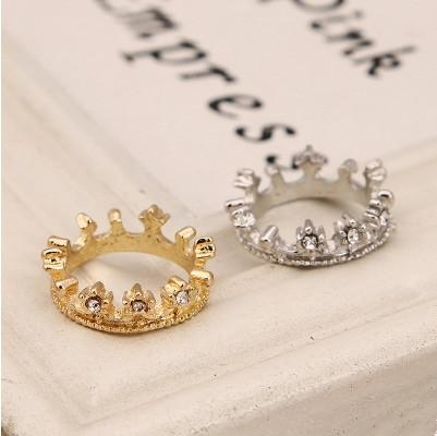 Rings Fashion Gold/Silver Plated Alloy Crown Cluster Rings Women Jewelry New Elegant Rhinestone Finger Rings Wholesale Drop Shipping SR201