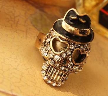 Skull Ring Fashion Jewelry Retro Cute Shinning Mr Skell Head Finger Ring Jewelry Alloy 10pcs/lot A2-