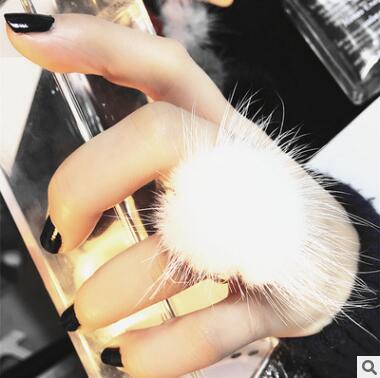 New fashion mink hair bulb ring women's cute ring cheapest gift 8 colors can choose