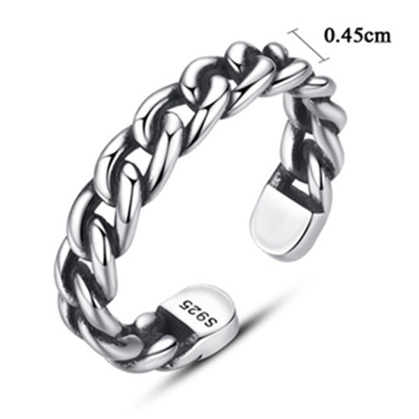 Fashion Brand HQ 925 Sterling Silver Cuff Rings for Valentine's Simple Style Distortion Opening Rings Fine Jewelry