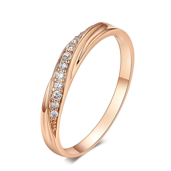 Luxury Austria Crystal Rose Gold Ring New Arrival Plated Gold Shining Diamond