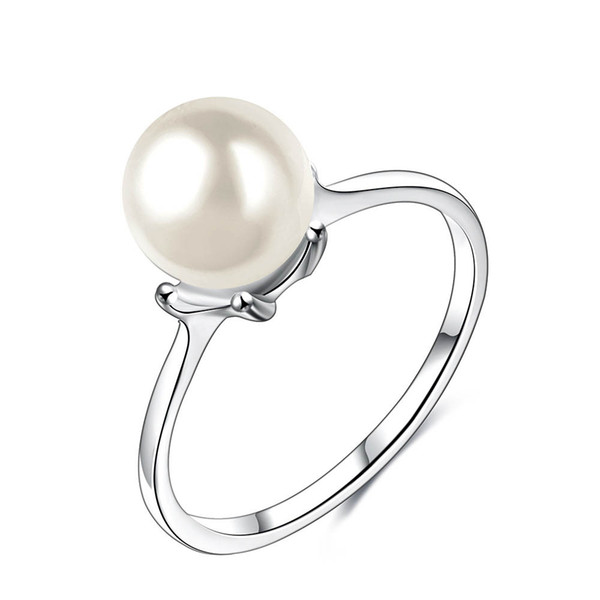 10 Pcs/Lot Luckyshine Fashion Brand Best Pearl Ring Simple Classy Platinum Plated for Women Wedding Rings