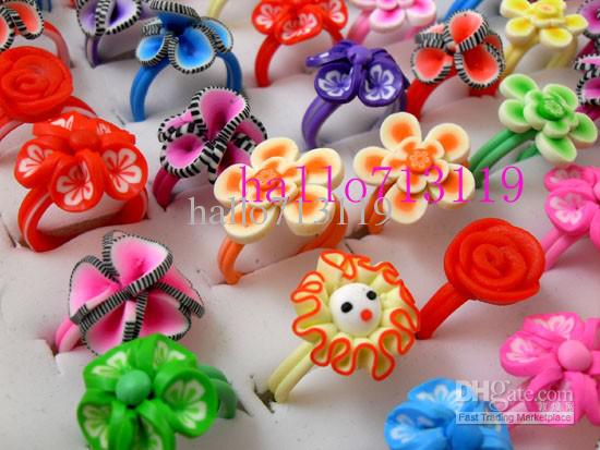 100pcs Mix Flower Girl's Children's Kids rings birthday Party gift Wholesale Jewelry lots