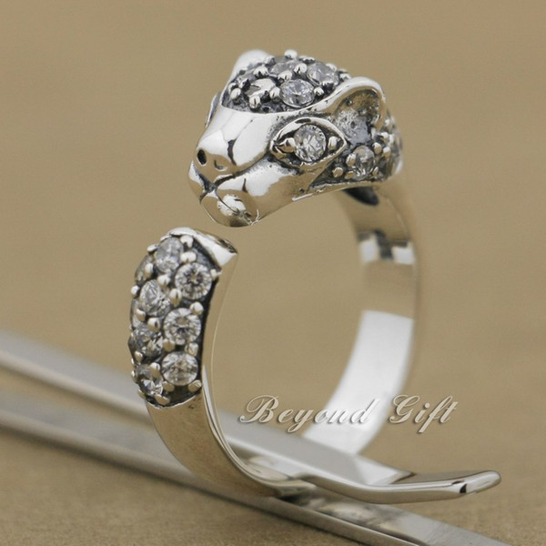 925 Sterling Silver White CZ Stone Cheetah Ring 9Q017A Free US Size #6.0 to #7.5 Free Shipping