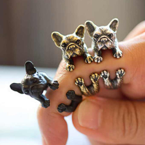 Fashion Pug Dog Doggy Ring Pet Retro Animal Vintage Wrap Adjustable Ring