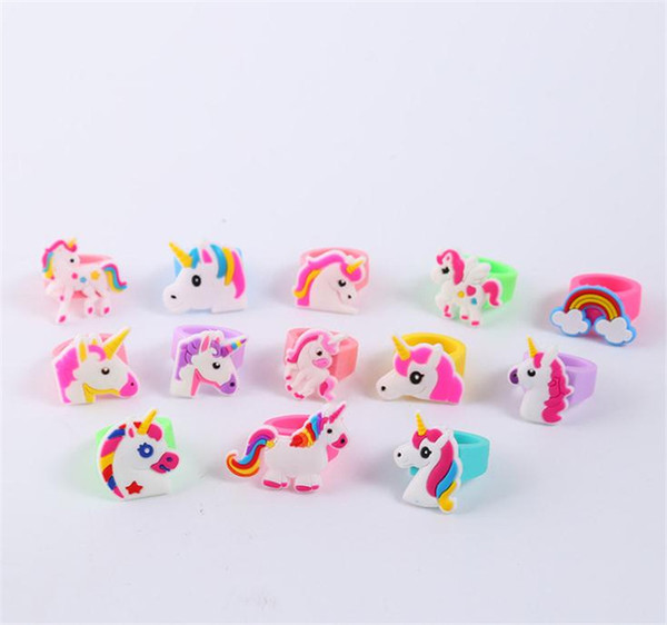 New Arrival Fashion Hot Sale Unicorn Rings PVC Soft Ring Children's Cartoon Ring Party dc299