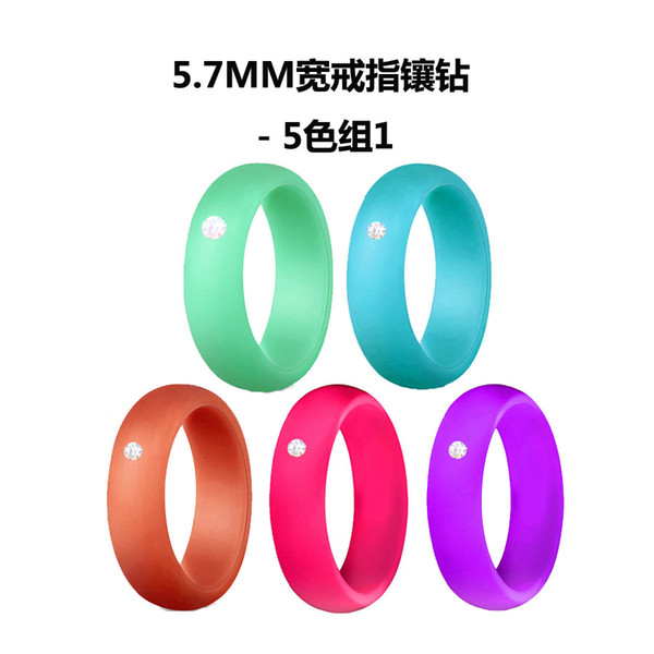 57mm wide drilled silicone ring female silicone finger ring drill European and American fashionable diamond wedding combination