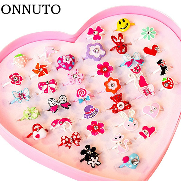 10pcs/lot Love Kids Cute Sweet Rings Design Flower Animal Fashion Jewelry Accessories Girl Child Gifts Finger Rings FS114