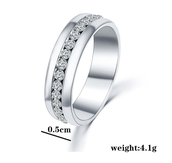 2019 Wholesale Never Fade Fashion Jewelry Gold & Silver Color Single Row Zircon Crystal Wedding Rings for Women and Men ZR278 Free Shipping