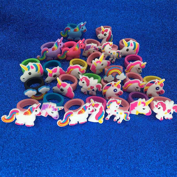 New Silicone Unicorn Rings Carton Animal Horse Soft Silicone Rings Fashion Gift for Kids Gift DROP SHIP 080313