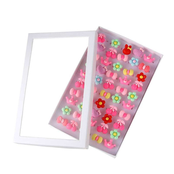 New fashion flower children's ring 50 one boxed cartoon ring set