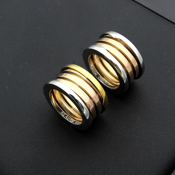 316L titanium steel couple narrow version spring room three-color ring rose gold spring ring jewelry accessories