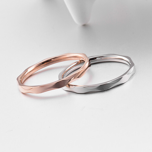 Designer simple rings Titanium steel couples rings extremely fine geometric diamond ring for men and women valentine day gifts