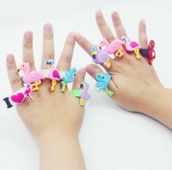 2018 Latest Rubber Silicone Rings for Kids Child Children,Silicone Flamingo Unicorn Ring For Kids Jewelry