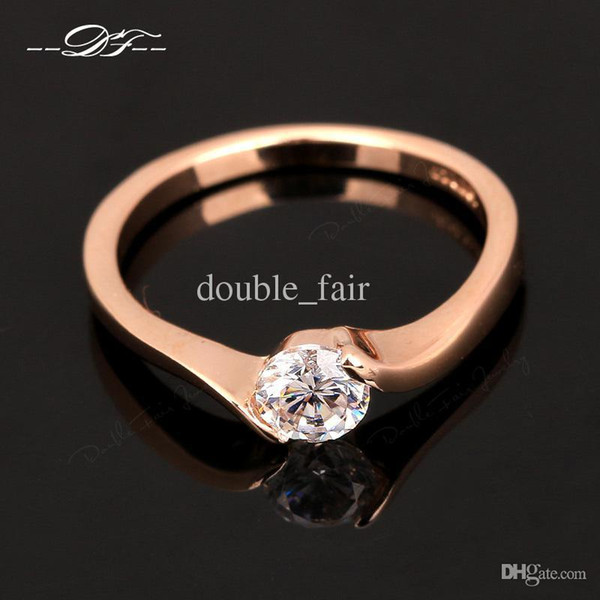 Swiss CZ Diamond Engagement Rings Wholesale 18K Gold Plated o The Finger Ring Wedding Jewelry For Men and Women DFR239