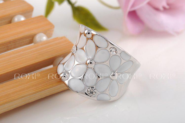 ROXI Classic Genuine Summer Gift Austrian Crystals Sample Sales Platinum Gold Plated Happiness Flower Ring Fashion Jewelry