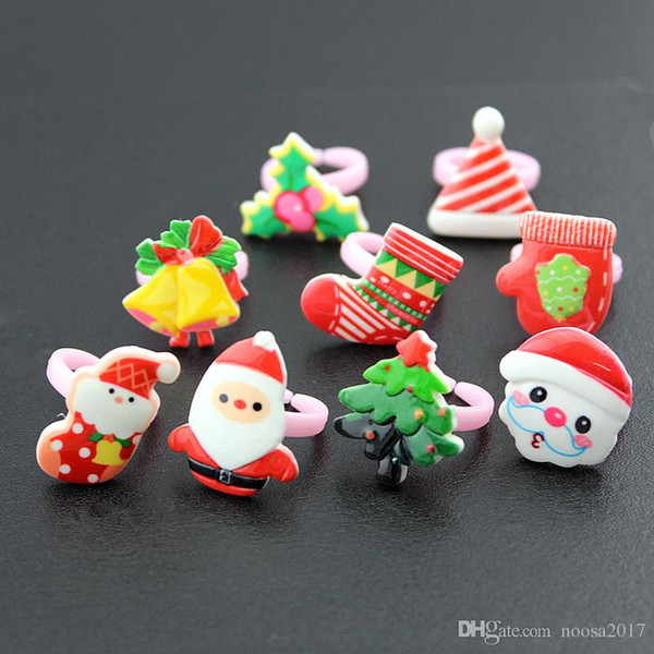 2017 hot sale 11 styles Children's ring PVC christmas ring decorations prizes small gifts gloves santa christmas tree snowflakes ring