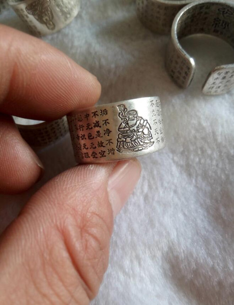 China's Tibet Tibetan silver inscriptions peace ring Free shipping A8