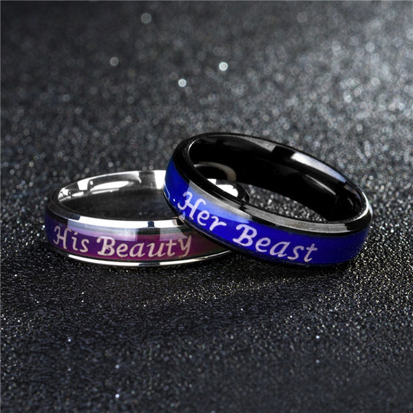 Women Men Rings Wedding Rings Sets New Arrival Stainless Steel Letter Mood Discoloration Ring Fashion Jewelry