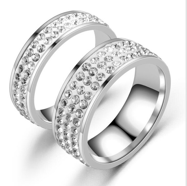 Mud-studded couple pair ring diamond ring Europe and America 2019 new jewelry explosion model stainless steel ring