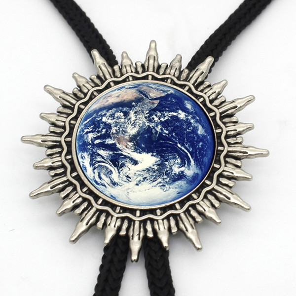 BL-0028 New Arrival Uranus Solar System Western Bolo Tie Trendy Glass Dome Universe Planet Bolo Tie for Women Men Slide Neck tie